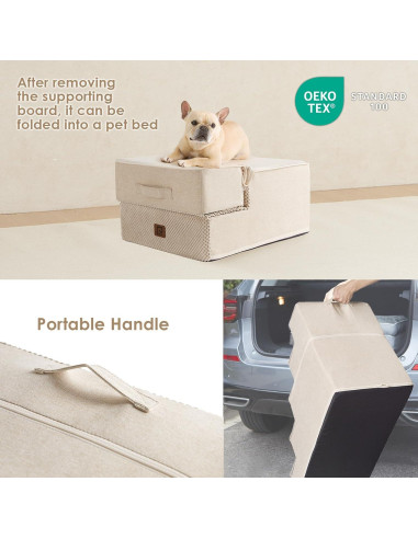 Escalera para Perros EHEYCIGA 3 Pasos Beige 34.3 cm Antideslizante