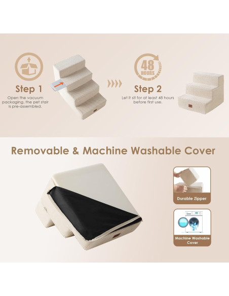 Escalera para Perros EHEYCIGA 3 Pasos Beige 34.3 cm Antideslizante