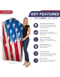 Sombra de Parabrisas Autoamerics Grande Bandera EE. UU. 162.5x85cm 2