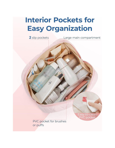 Bolsa de Maquillaje Acolchada BAGSMART Rosa 23x10x15 cm