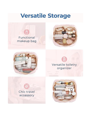 Bolsa de Maquillaje Acolchada BAGSMART Rosa 23x10x15 cm