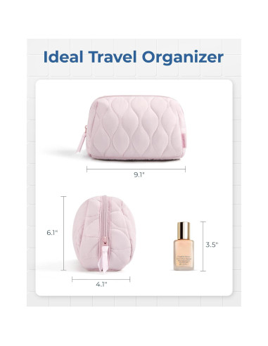 Bolsa de Maquillaje Acolchada BAGSMART Rosa 23x10x15 cm