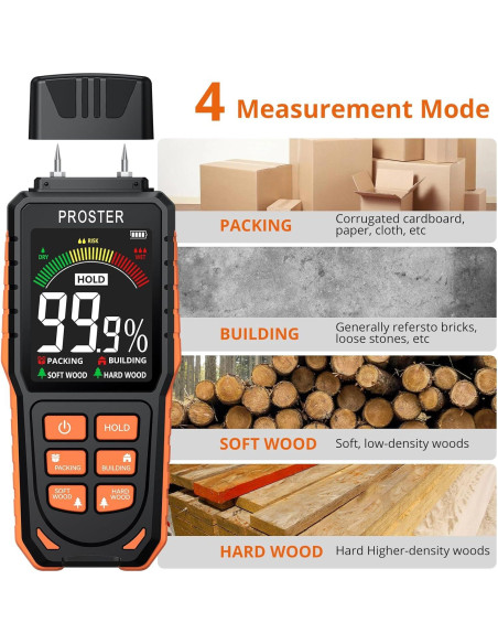 Medidor de Humedad Recargable Proster PST276 - Pantalla Color