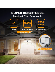 Luz de Seguridad LED LUTEC 72W con Sensor Movimiento IP65 2