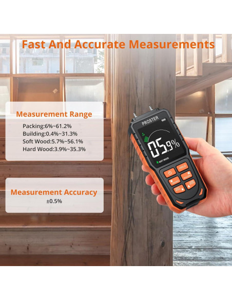 Medidor de Humedad Recargable Proster PST276 - Pantalla Color