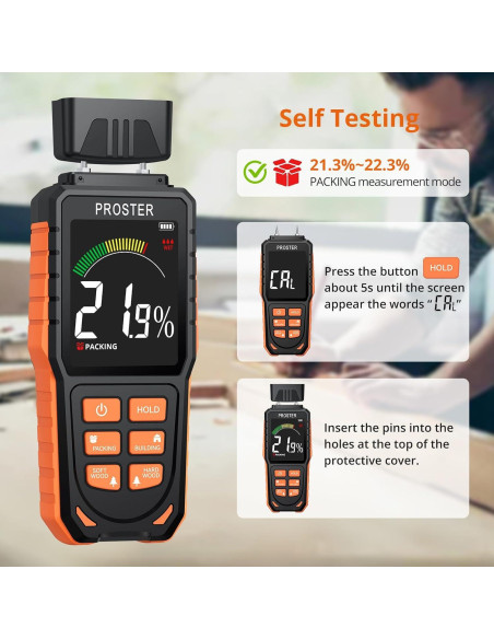 Medidor de Humedad Recargable Proster PST276 - Pantalla Color