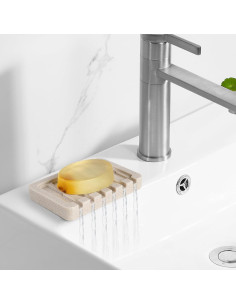 Jabonera Autodrenante UHEY HOME Beige Rectangular 13.2x8.9 cm 2