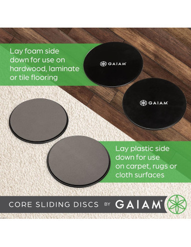 Discos Deslizantes Gaiam Core - Ejercicio Doble Cara para Alfombra y Piso Duro