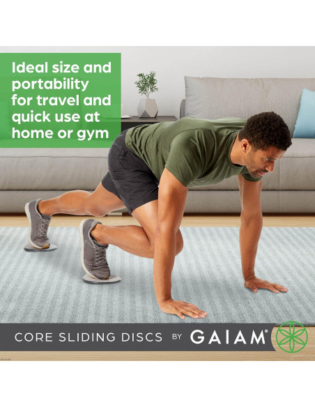 Discos Deslizantes Gaiam Core - Ejercicio Doble Cara para Alfombra y Piso Duro