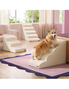 Escaleras para Perros Bedsure Comfy Pet 3 Escalones Beige 2