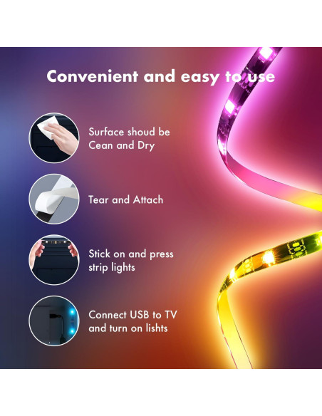 Tira LED RGB para TV 43-55" DTQJ 4m Control APP