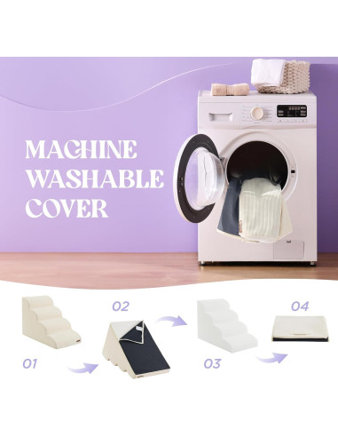 Escaleras para Perros Bedsure Comfy Pet 3 Escalones Beige