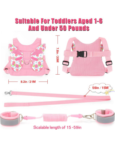 Correa Antipérdida para Niños Rosa - Arnés de Seguridad