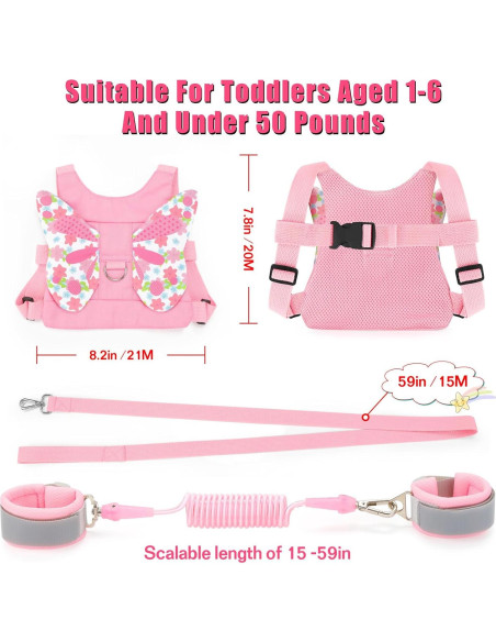 Correa Antipérdida para Niños Rosa - Arnés de Seguridad