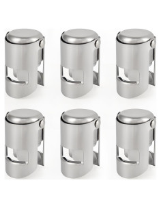 I-MART Paquete de 6 Tapones de Acero Inoxidable para Champán