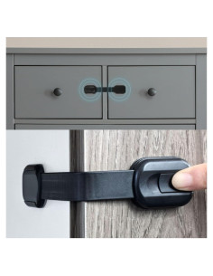 Candados a Prueba de Niños SAFENEST - Paquete de 5 Negro con Adhesivo 3M