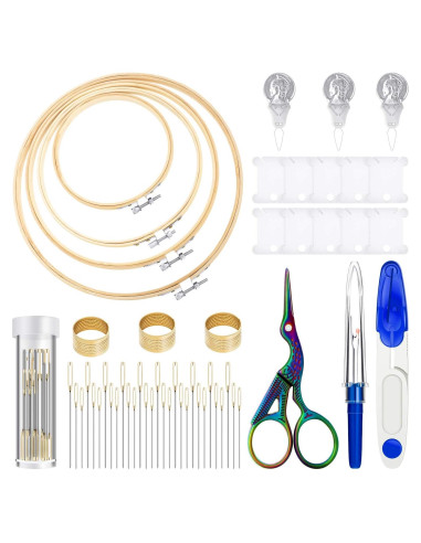 Kit de Bordado Mudder 53 Piezas con Aros y Herramientas