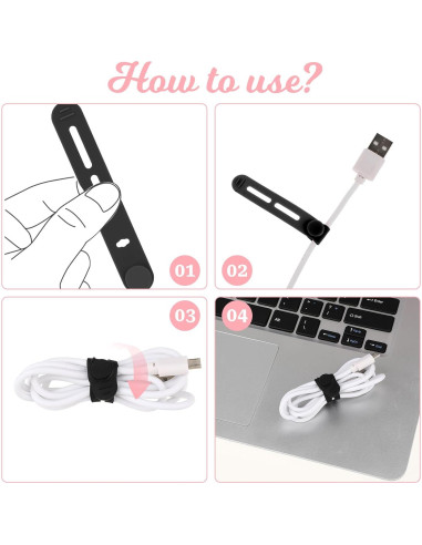 Bridas Reutilizables Molain 20Pcs Silicona Organizador de Cables