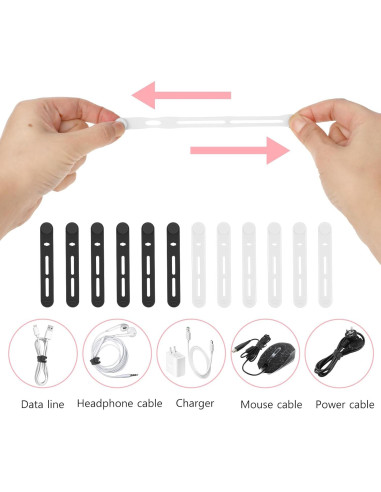 Bridas Reutilizables Molain 20Pcs Silicona Organizador de Cables