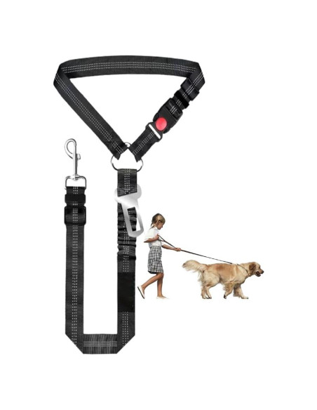 Arnés de Cinturón de Seguridad para Perros LNtech 3 en 1 Negro