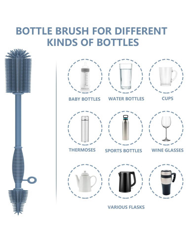 Cepillo de Limpieza de Botellas Raymeefa de Silicona Azul