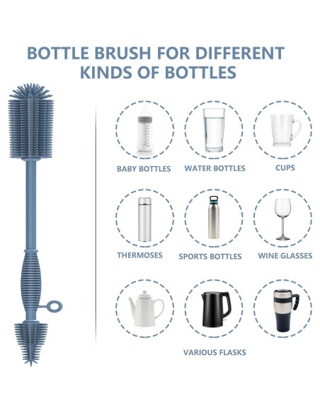 Cepillo de Limpieza de Botellas Raymeefa de Silicona Azul