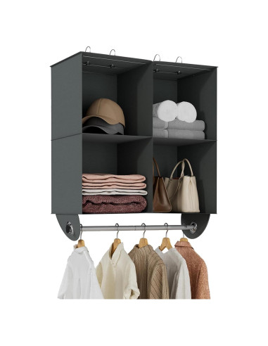 Organizador Colgante de Closet YOUDENOVA 4 Estantes Gris Oscuro