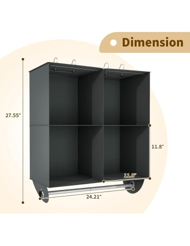 Organizador Colgante de Closet YOUDENOVA 4 Estantes Gris Oscuro