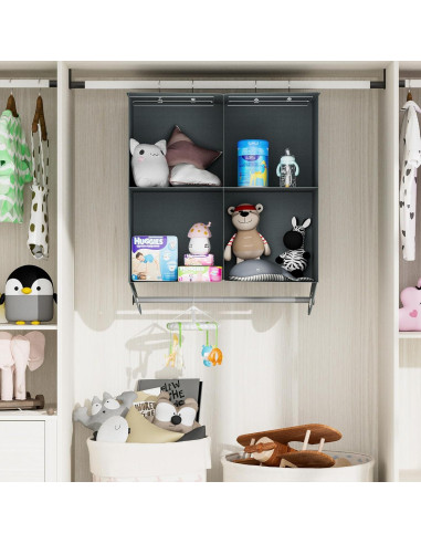 Organizador Colgante de Closet YOUDENOVA 4 Estantes Gris Oscuro