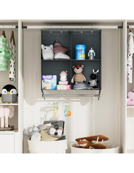 Organizador Colgante de Closet YOUDENOVA 4 Estantes Gris Oscuro