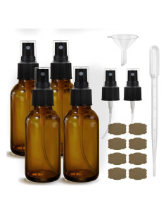 4 Botellas de Spray de Vidrio Ámbar 60ml GIVAMEIHF con Accesorios