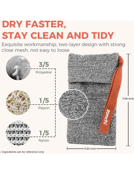 Bolsas de Jabón Exfoliantes ZOMCHI 2 Piezas para Ducha