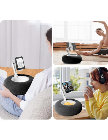 Soporte de Almohada Debtrop para Tablet y Snacks - Negro