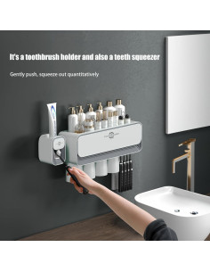 Soporte de Cepillos de Dientes Dycoony 4 Ranuras + Dispensador 2