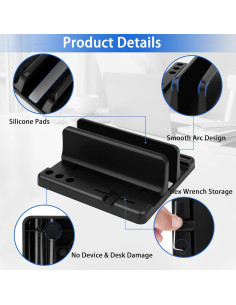 Soporte Vertical para Laptop Lcckyeng 1 Ranura Negro Ajustable 2