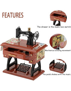 Caja de Música Mini Vintage Sbolang Máquina de Coser 13.2x7.9cm 2