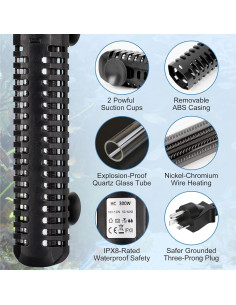 Calentador de Acuario SaySummer 300W para 75-284L Agua Dulce/Salada 2