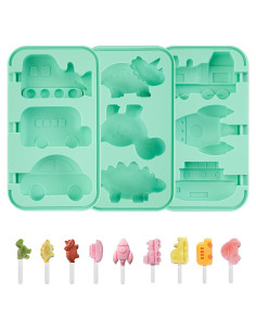 Moldes de Silicona para Paletas Fumwase 3 Pcs Dinosaurio Verde