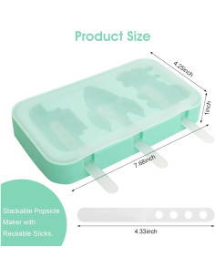 Moldes de Silicona para Paletas Fumwase 3 Pcs Dinosaurio Verde 2