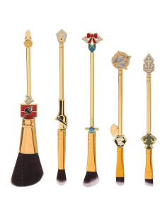Set de Pinceles de Maquillaje Fairy Tail - 5 Piezas con Mango de Metal