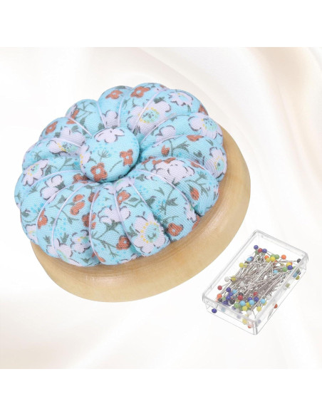 Cojín para Alfileres HARFINGTON con 50 Alfileres, Floral Azul Cojín para Alfileres HARFINGTON con 50 Alfileres, Floral Azul