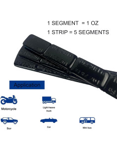 Peso Adhesivo para Ruedas ZERINT 15 Pcs 28g Negro 2