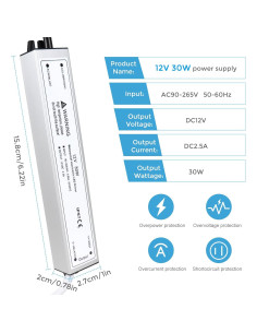 Fuente de Alimentación LED 12V 30W Jiasi IP67 Impermeable 2