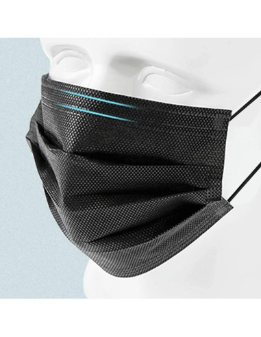 Mascarillas Desechables Negras 3 Capas Hyegiir 100 Unidades