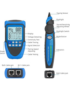 Probador de Cable de Red YGiTK WT329 PoE RJ45 Multifuncional 2