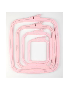 Juego de 4 Aros de Bordado Rectangulares Nurge Rosa 14.5-25 cm
