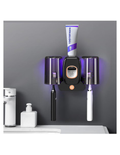 Soporte Limpiador de Cepillos de Dientes LXIANGN Negro 3 en 1