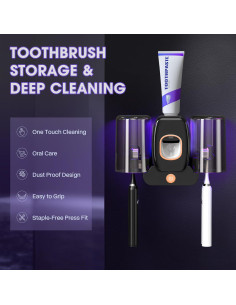 Soporte Limpiador de Cepillos de Dientes LXIANGN Negro 3 en 1 2