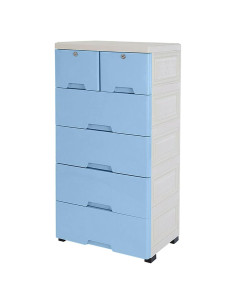 Armario Vertical TFCFL de 6 Cajones Azul con Ruedas