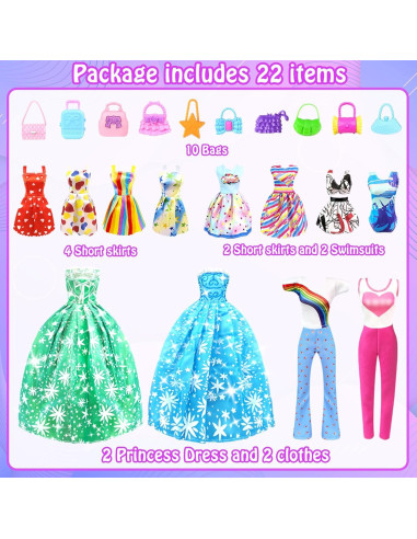 Conjunto de Ropa para Muñecas 11.5" BNUZEIYI - Vestidos y Accesorios